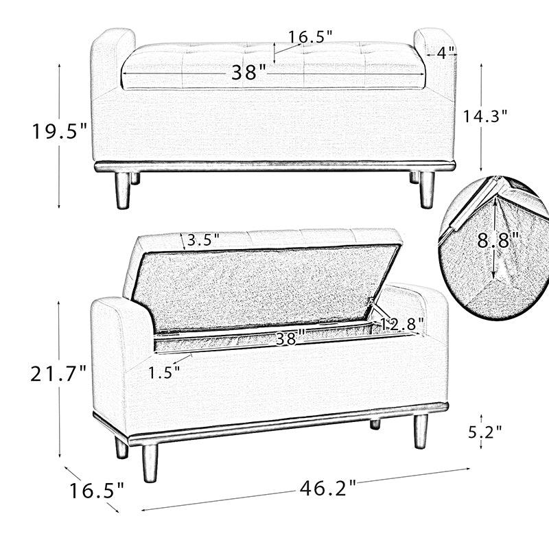 Clover Upholstered Flip Top Storage Bench
