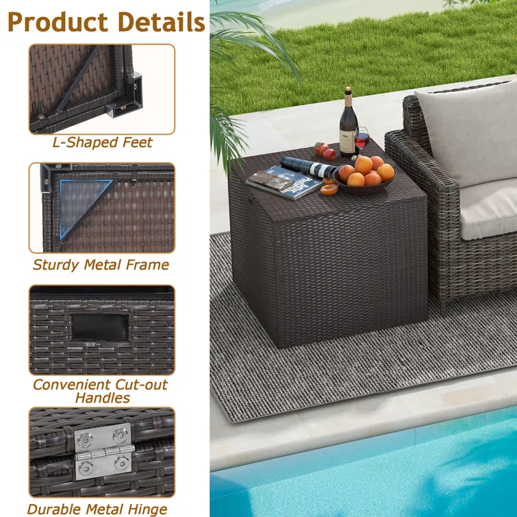 Costway 27.5'' W 72 Gallons Deck Box in Brown