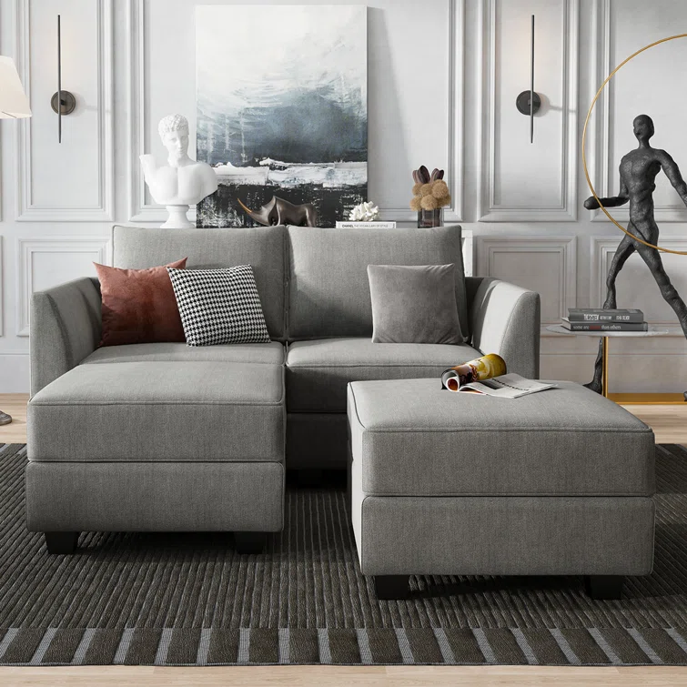 Manusite Convertible Modular Sectional Couch With Reversible Storage Chaise