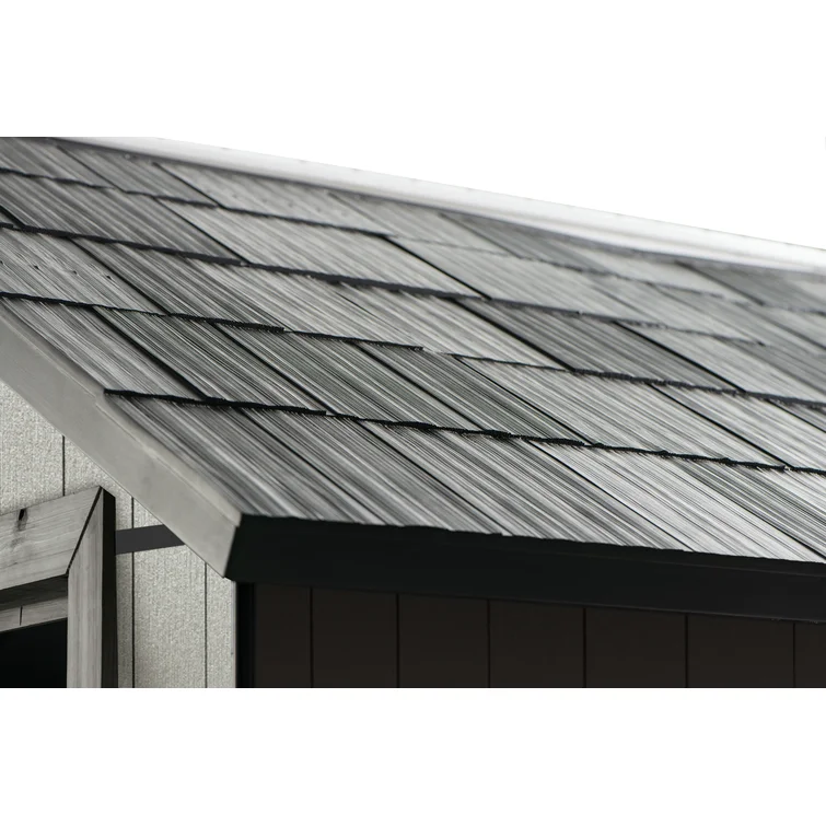 Keter Oakland 7.5x7 ft. Durable Resin Outdoor Storage Shed With Floor and Double Doors for Garden Patio Furniture and Tools, Grey