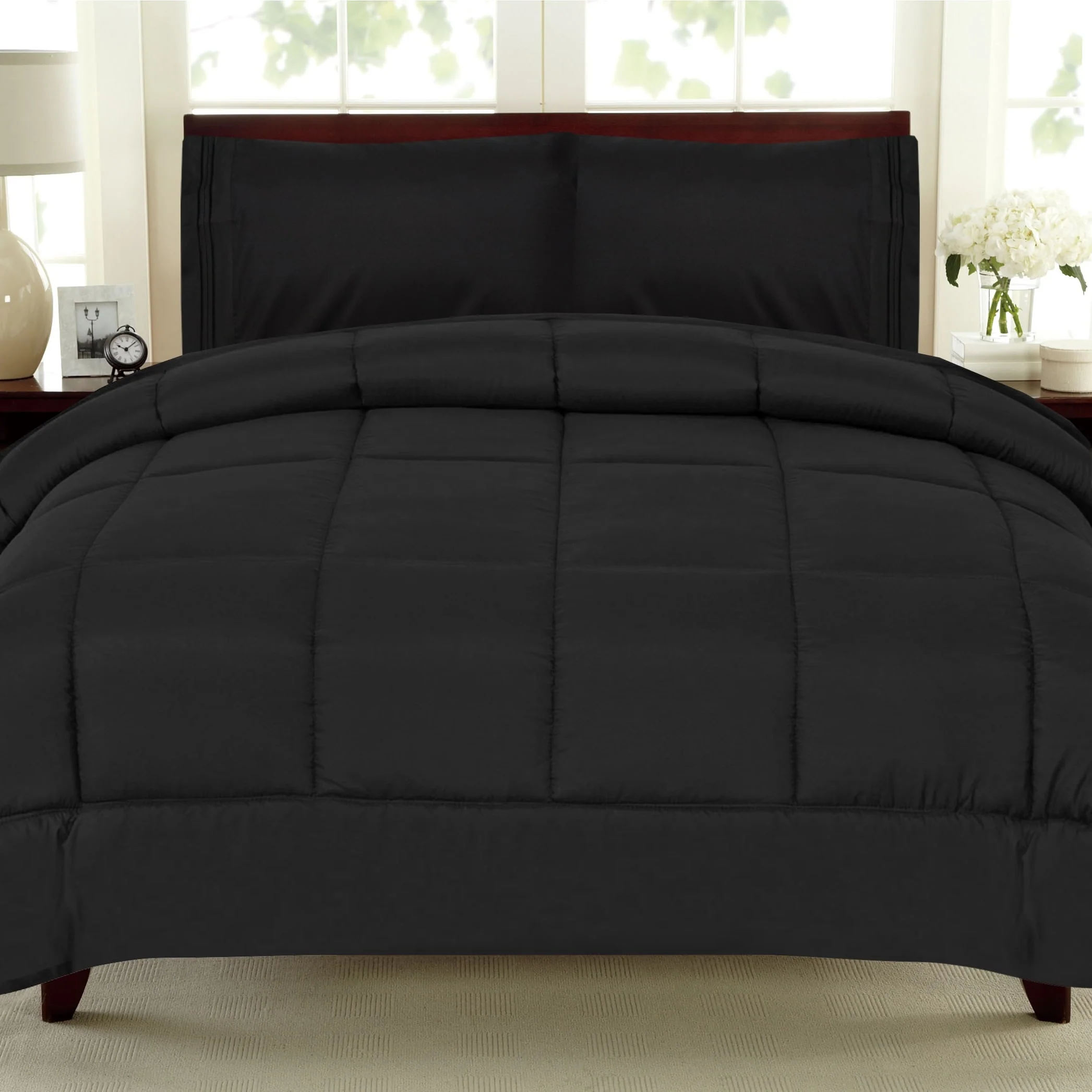 Plush Solid Color Box Stitch Down Alternative Comforter