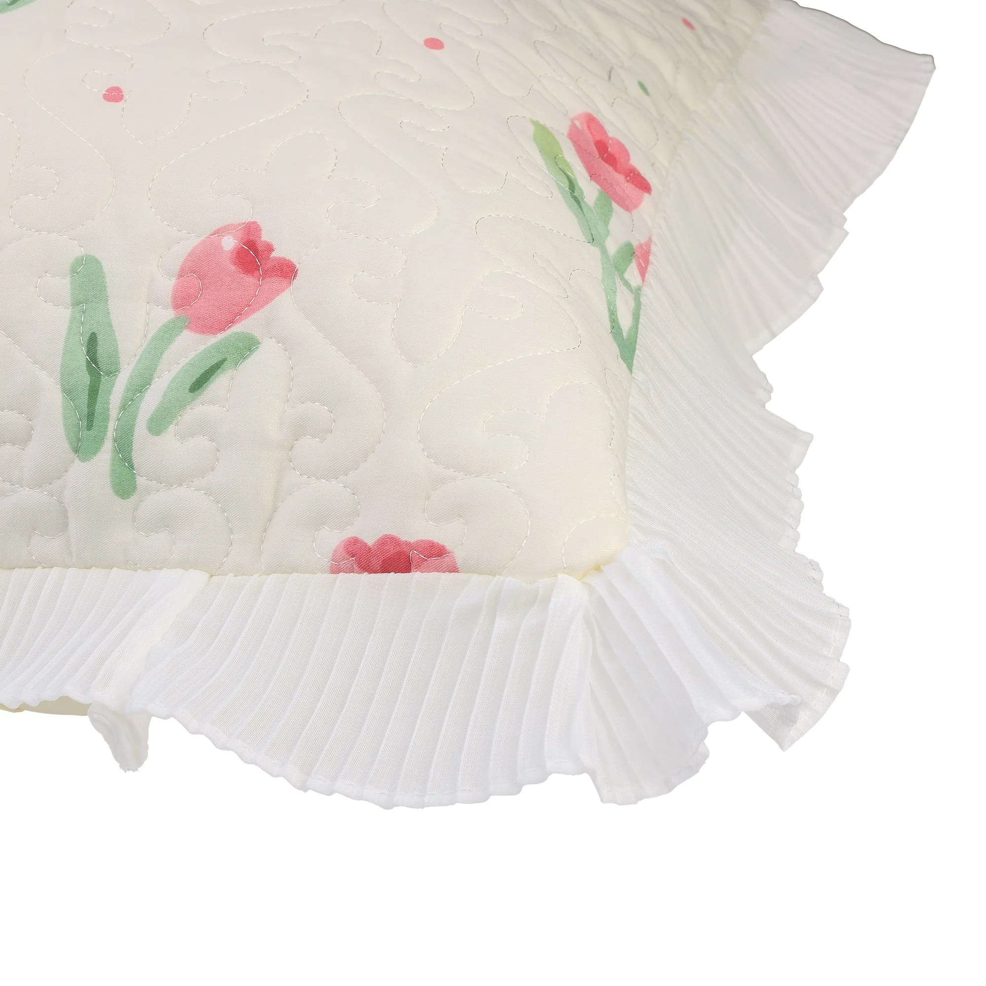 Cotton Pillowcase Set of 2, Ruffle Trim Envelope Closure Pillow Covers - White