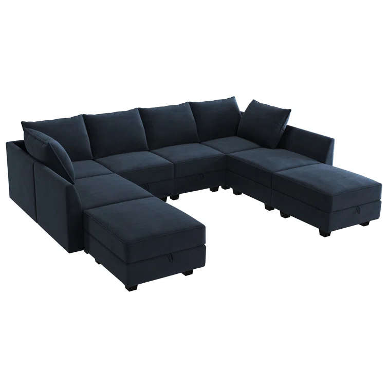 Tremee U Shaped Modular Velvet Sectional Couch