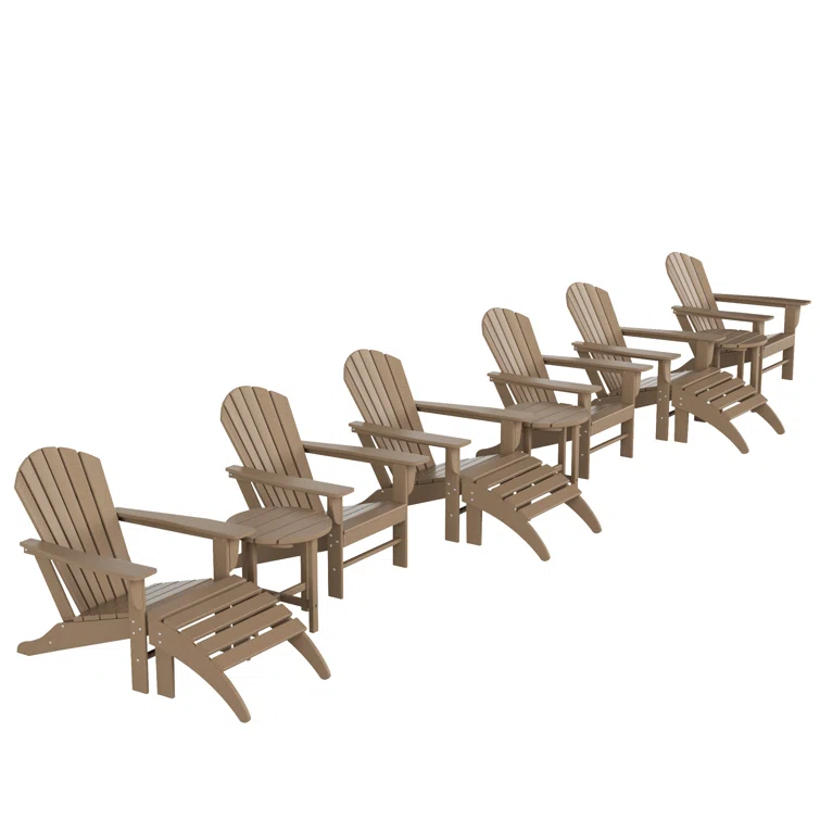 Shaunna Plastic Adirondack Chair with Table and Ottoman