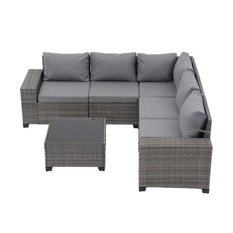 5 - Person Outdoor Rattan Seating Group With Cushions