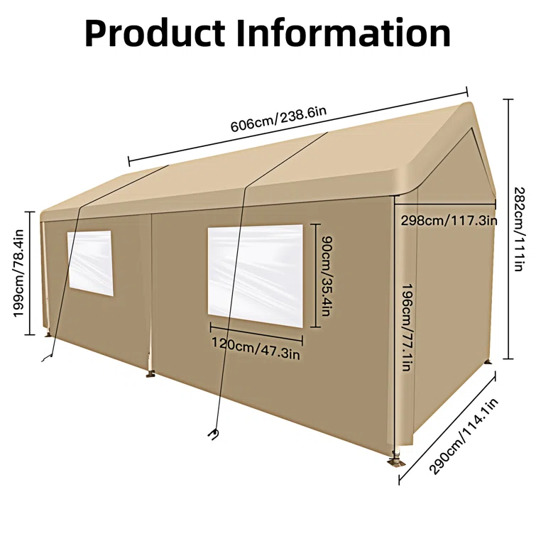 Carport, Heavy Duty Portable Carport Garage Tent For Outdoor Storage Shelter