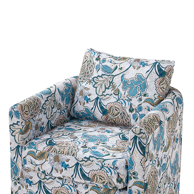 Claudius Upholstered Slipcovered Swivel Barrel Chair