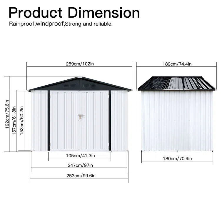 Outdoor Storage Shed 6FT X 4FT, Tool Shed Storage House with Door, Metal Sheds Outdoor Storage