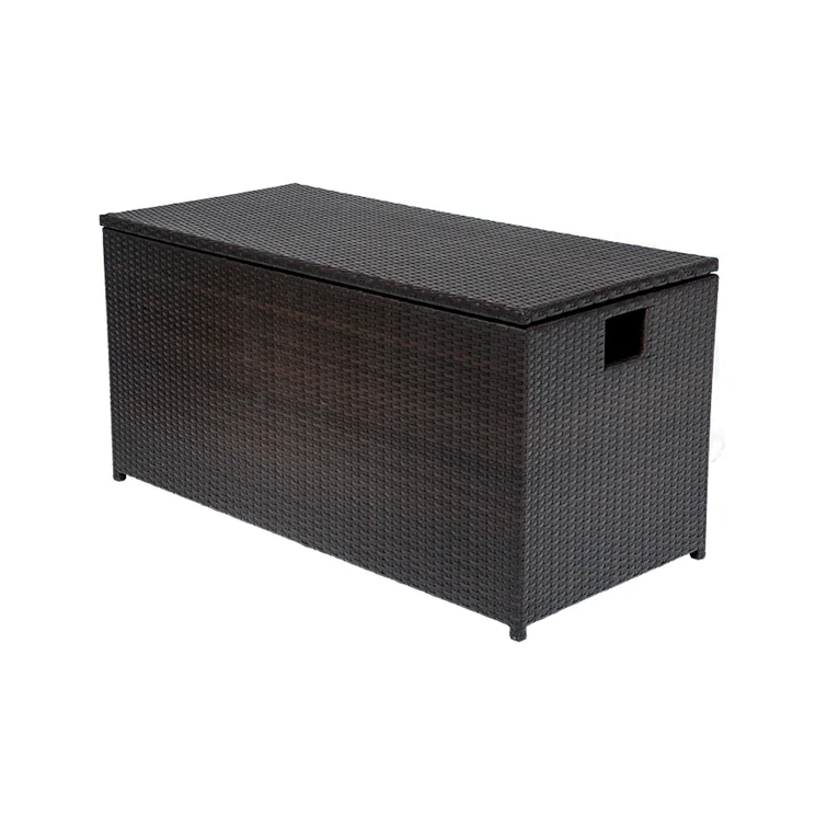 Latitude Run® Larren 59'' W 50 Gallons Water Resistant Wicker Deck Box in Espresso