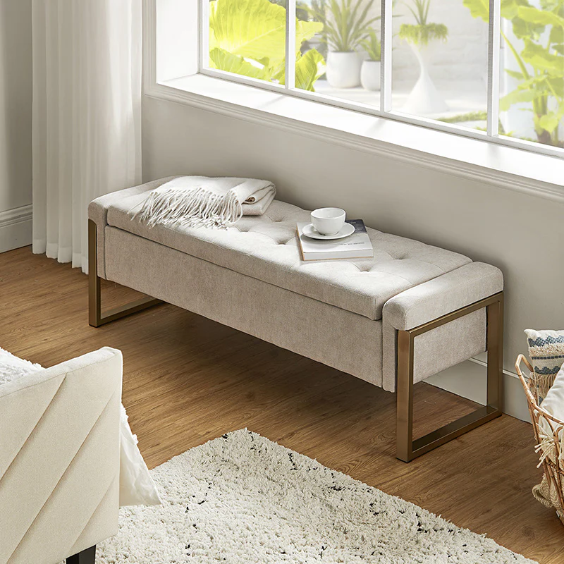 Flora Modern Upholstered Flip Top Storage Bench