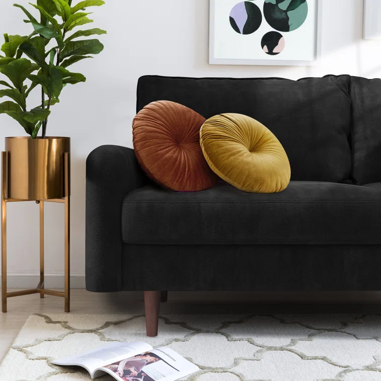 Hasaam Everly Quinn 56.3" Wide Velvet Round Arms Small Apartment Loveseat