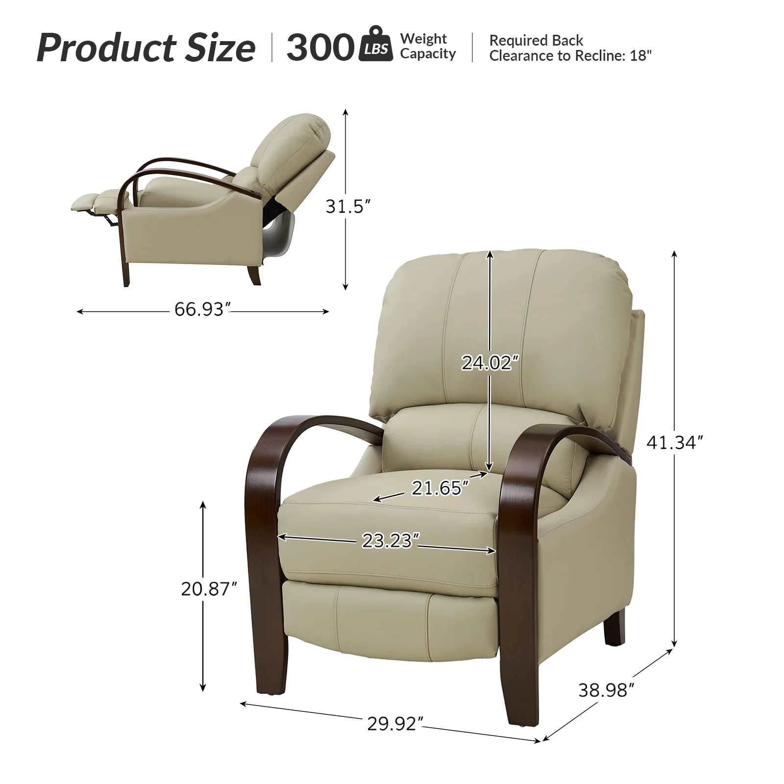 Melisa Genuine Leather Manual Recliner