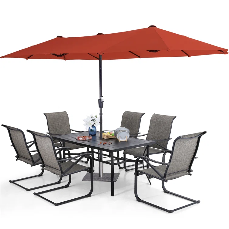 Aivo 6 - Person Rectangular Outdoor Dining Set