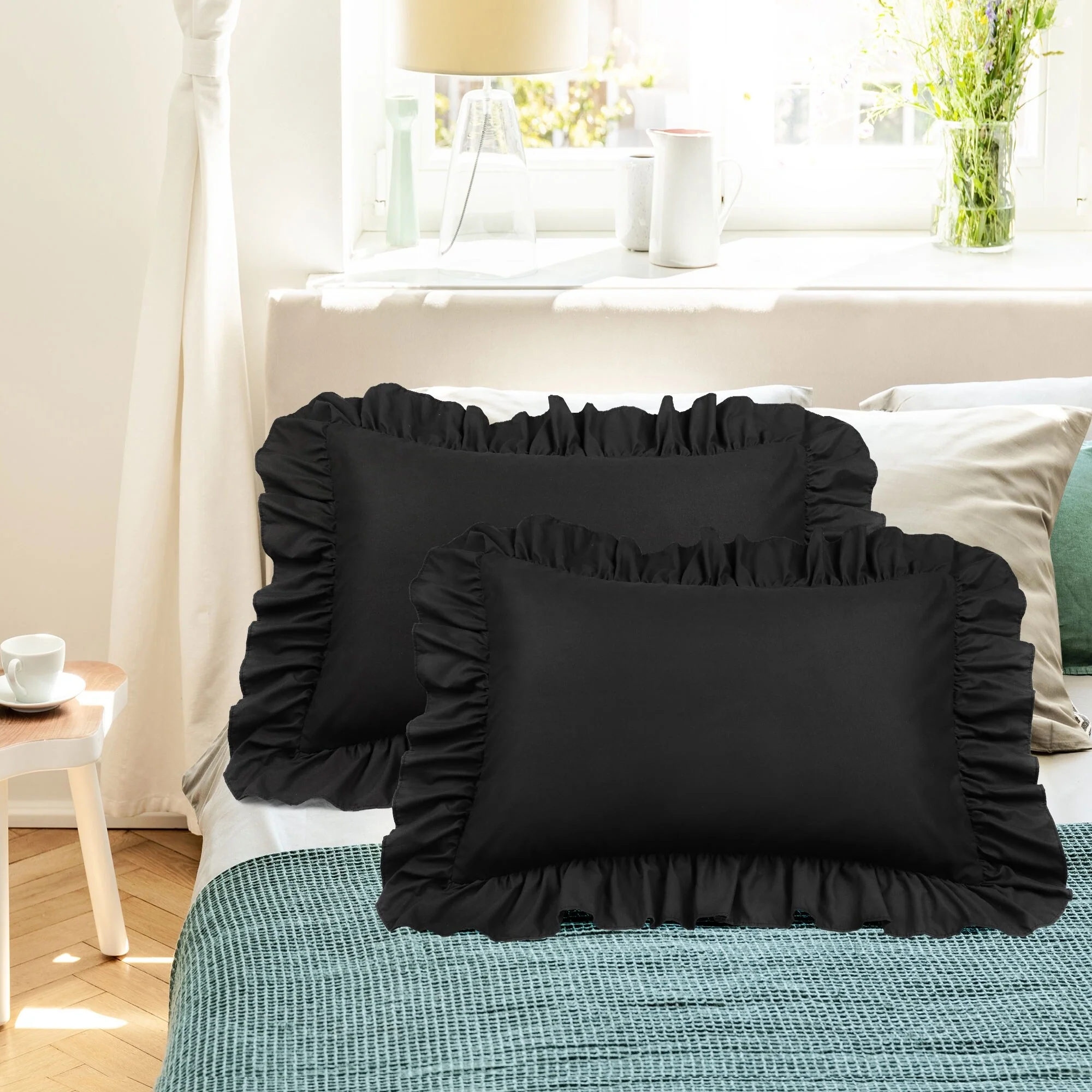 PolyesterRuffle Pillowcases 2 Pcs with Envelope