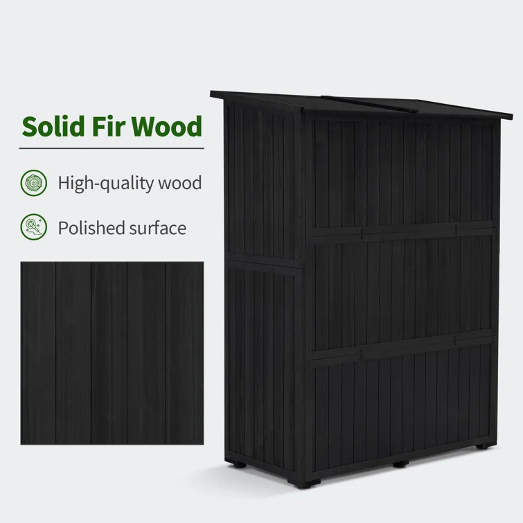 4 ft. W x 2 ft. D Outdoor Wooden Storage Shed with 2 Shelves and Lock