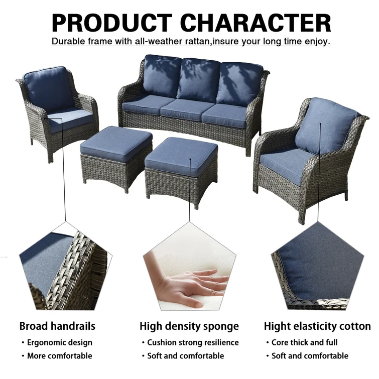 Tommy 5 - Person Outdoor Seating Group with Cushions