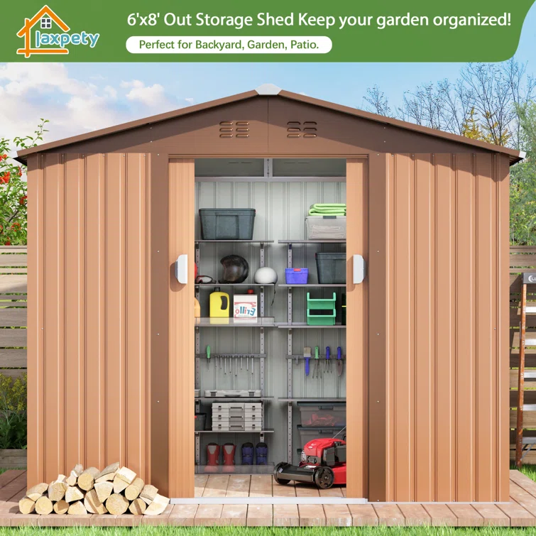 Outdoor 8 ft. W x 6 ft. D Metal Storage Shed
