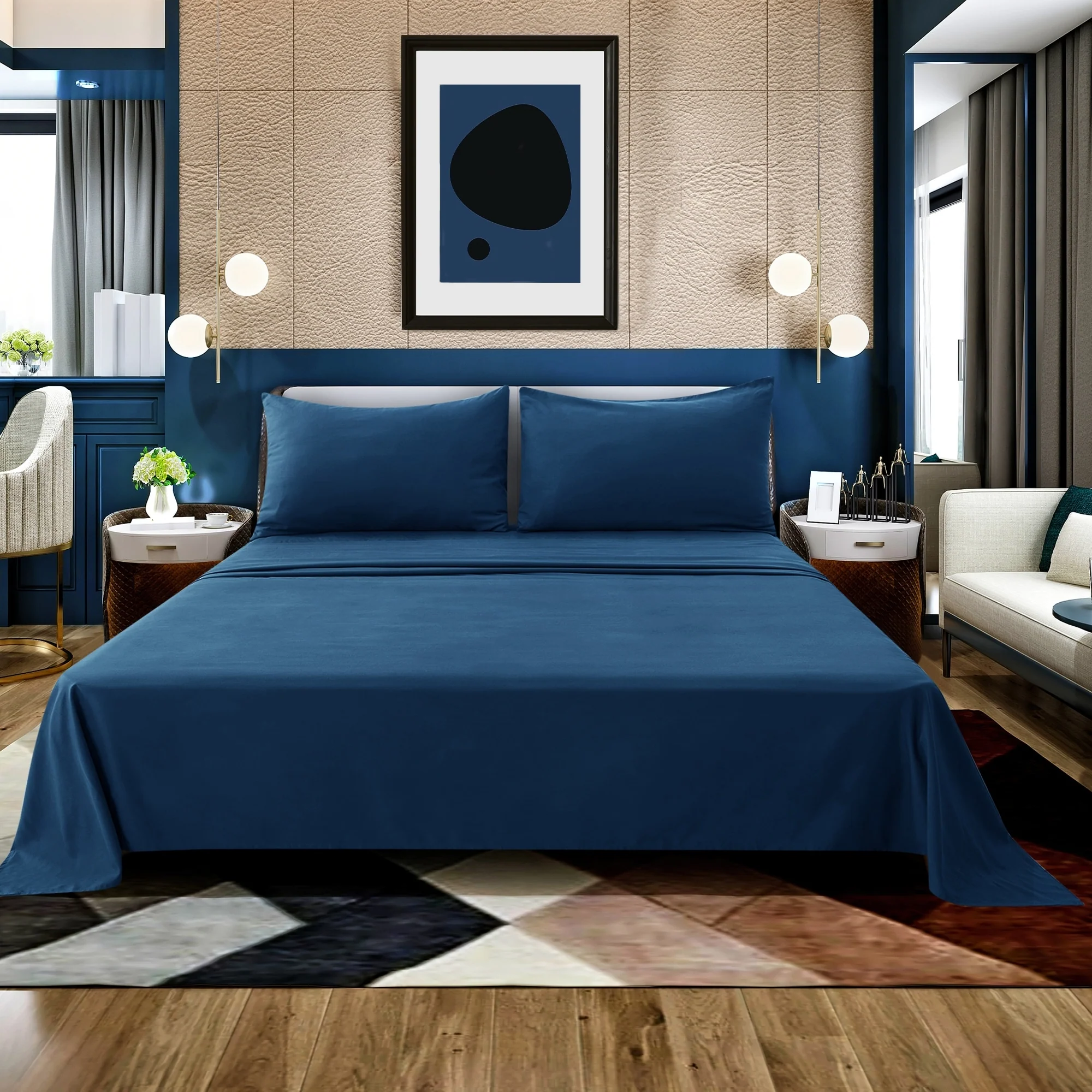 Deconovo 4-Piece Ultra-Soft Bed Sheet Set, 1800 Thread Count, Deep Pockets