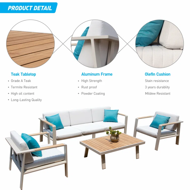 Nofi 5 - Person Outdoor Seating Group with Cushions
