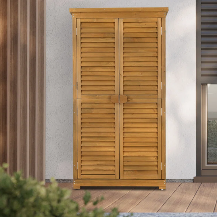 2.8 ft. W x 5.2 ft. H Garden Solid Wood Tool Storage Shed