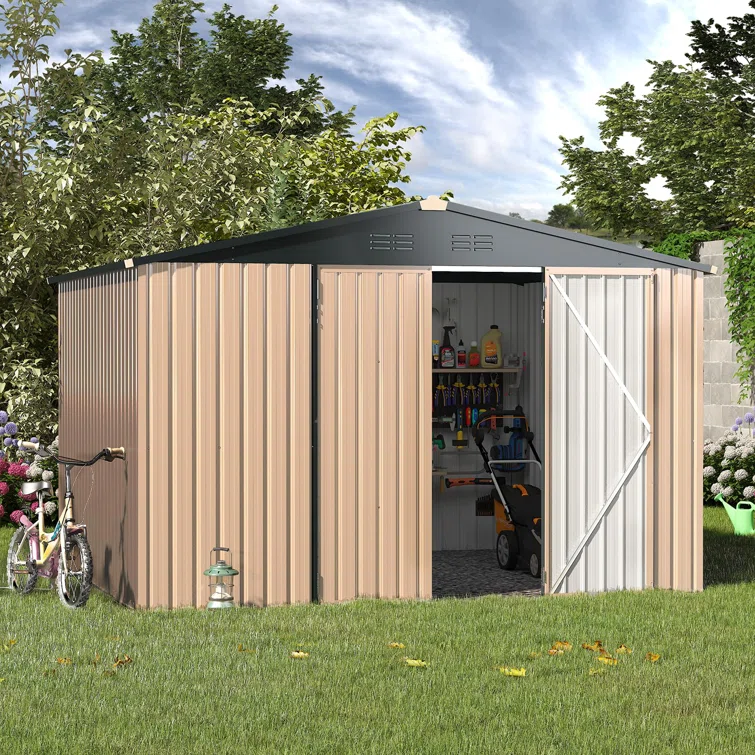 10 ft. W x 8 ft. D Galvanized Steel Storage Shed