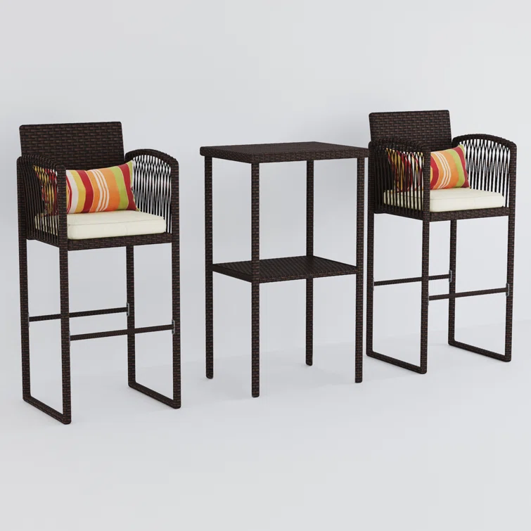 2 - Person Square Outdoor Dining Set with Cushions
