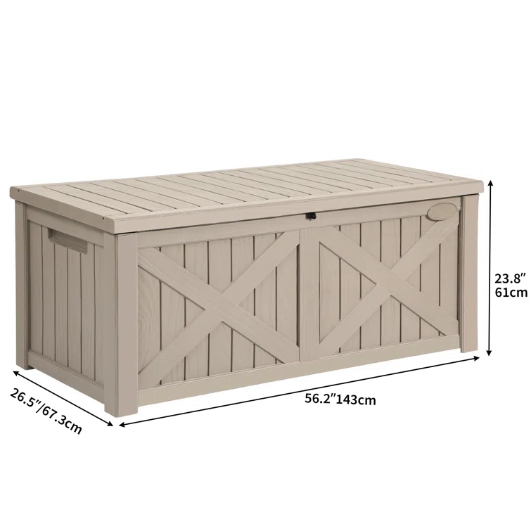 YITAHOME 56.2'' W 120 Gallons Water Resistant Resin Lockable Deck Box
