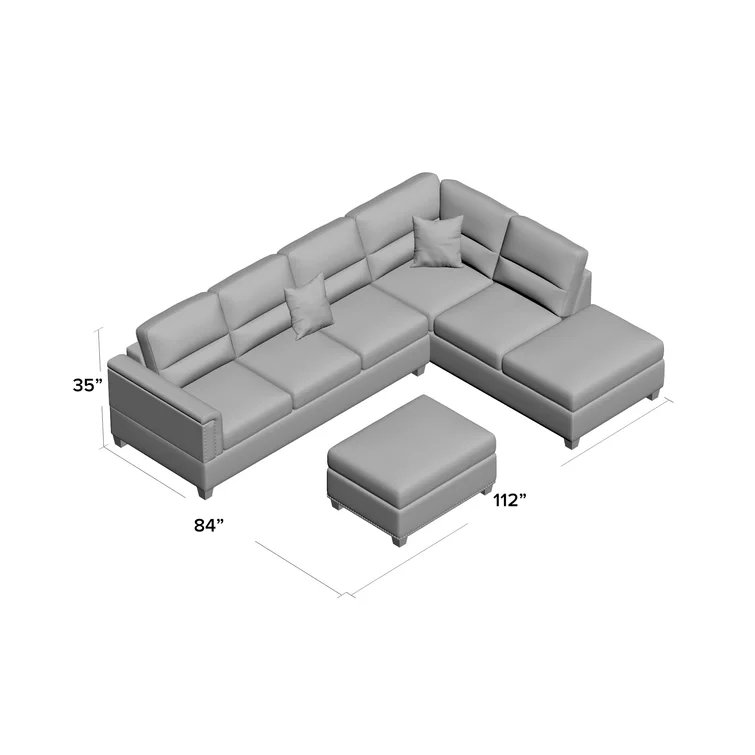 Lebrun 3 - Piece Faux Leather Sectional