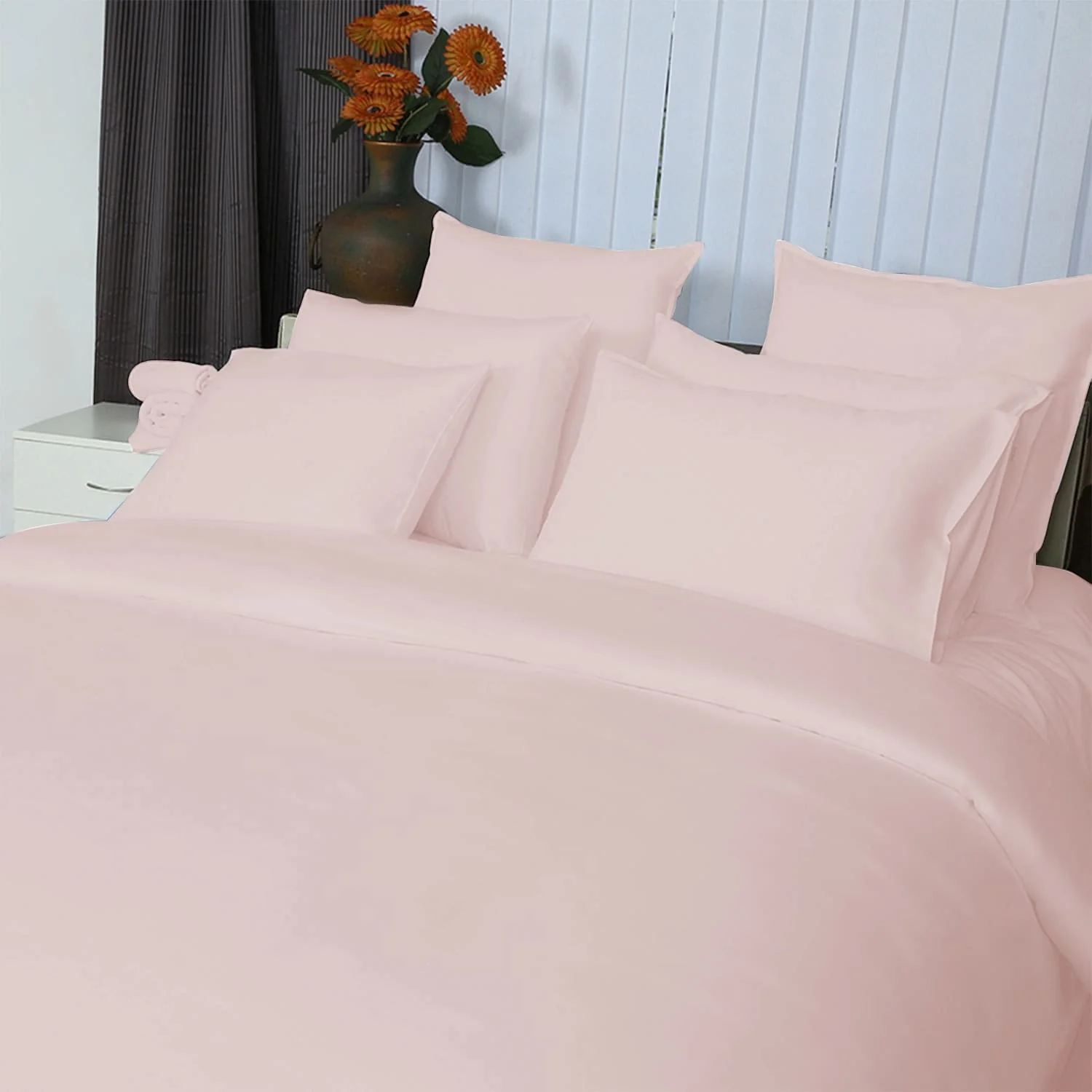 Just Linen 400 TC 100% Egyptian Cotton Sateen, Solid Colours, Full Sheet Set with Deep Pocketed Fitted Sheet