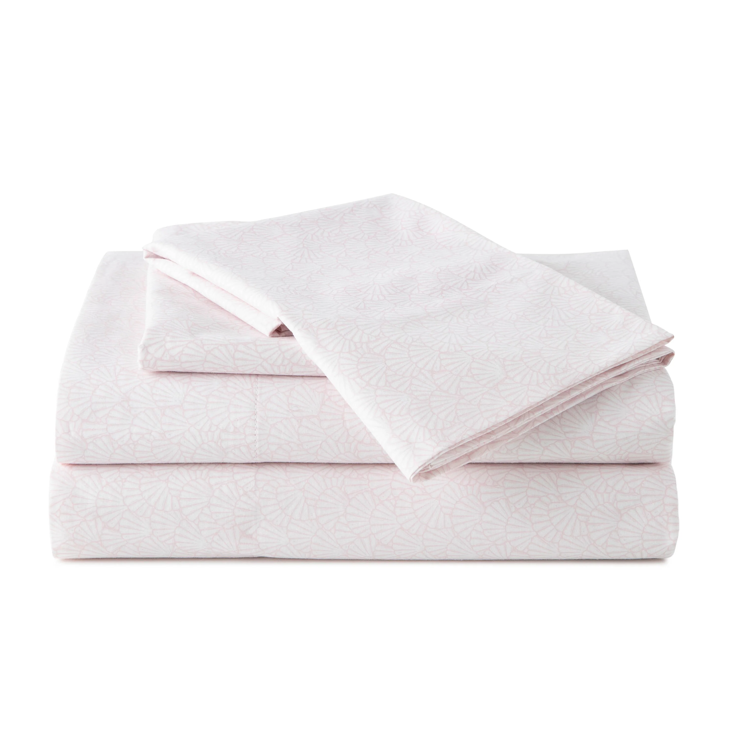 Southern Tide Calico Scallop Twin Pink Sheet Set