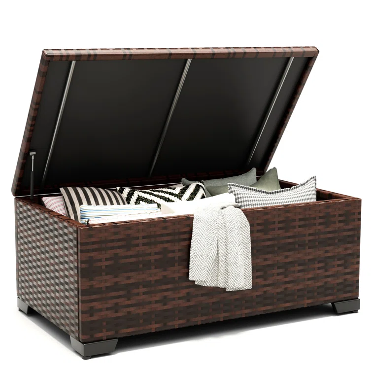 Hermes 39.5'' W 60 Gallons Water Resistant Wicker Deck Box in Brown