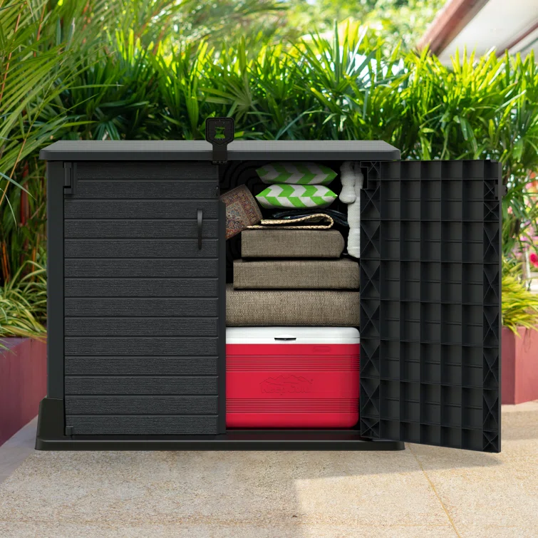 4 ft. 3 in. W x 2 ft. 5 in. D Plastic Horizontal Garbage Shed