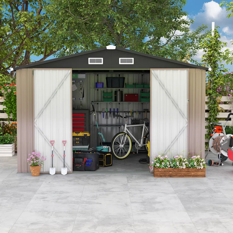 10 ft. W x 8 ft. D Metal Lean-to Storage Shed