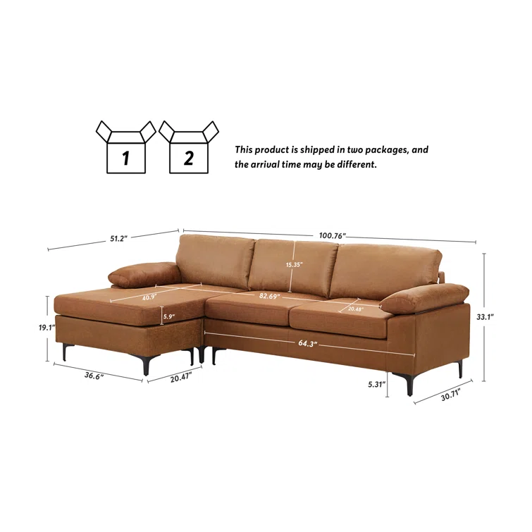 Amreena 2 - Piece Faux Leather Chaise Sectional