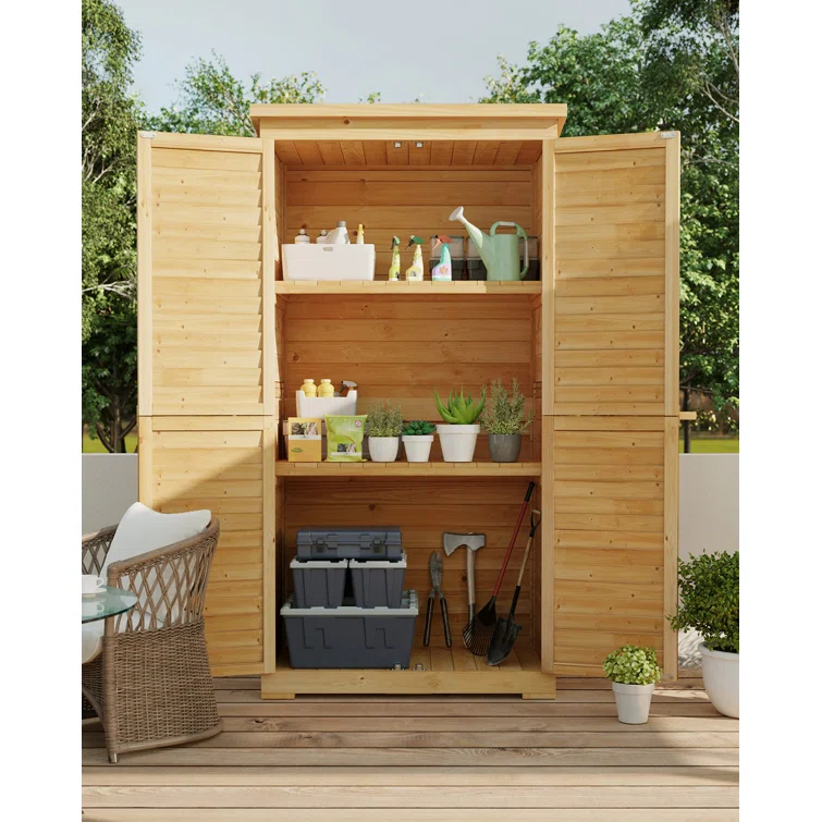 Aiho 3 ft. W x 1 ft. D Solid Wood Vertical Storage Shed