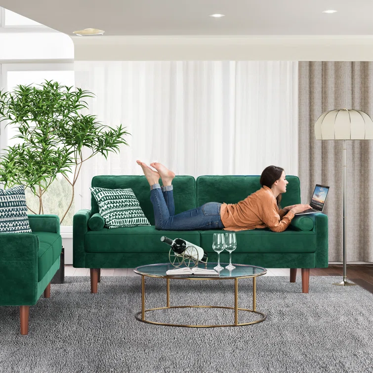 Enedelia 69.3'' W Velvet Loveseat Upholstered Sofa