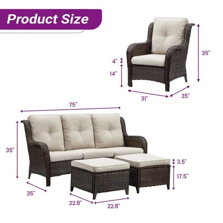 Bonia 5 - Person Outdoor Seating Group with Cushions