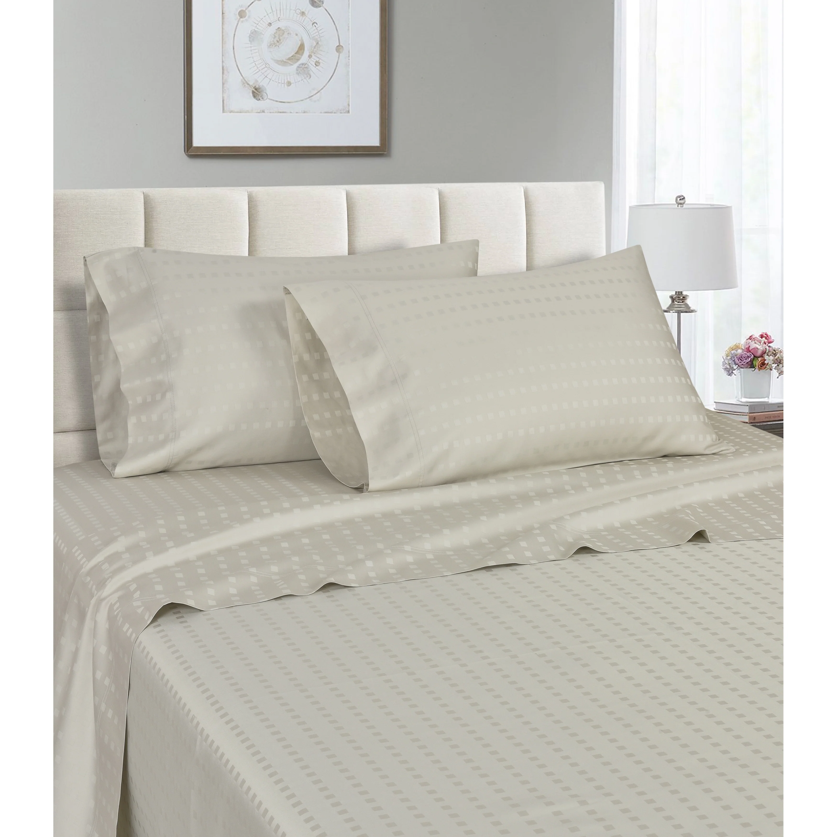 Spring Home 1200 Thread Count 100% Egyptian Cotton Deep Pocket Dobby Striped Sheet Set