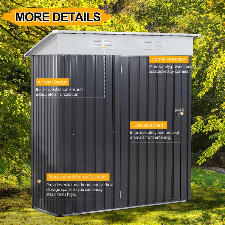 5 ft. W x 3 ft. D Metal Traditional Storage Shed