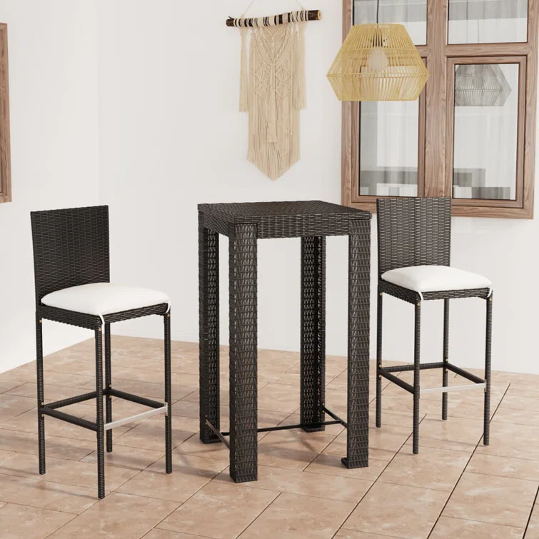 Patio Bar Set Outdoor Bistro Set Bar Stool Bistro Table Poly Rattan