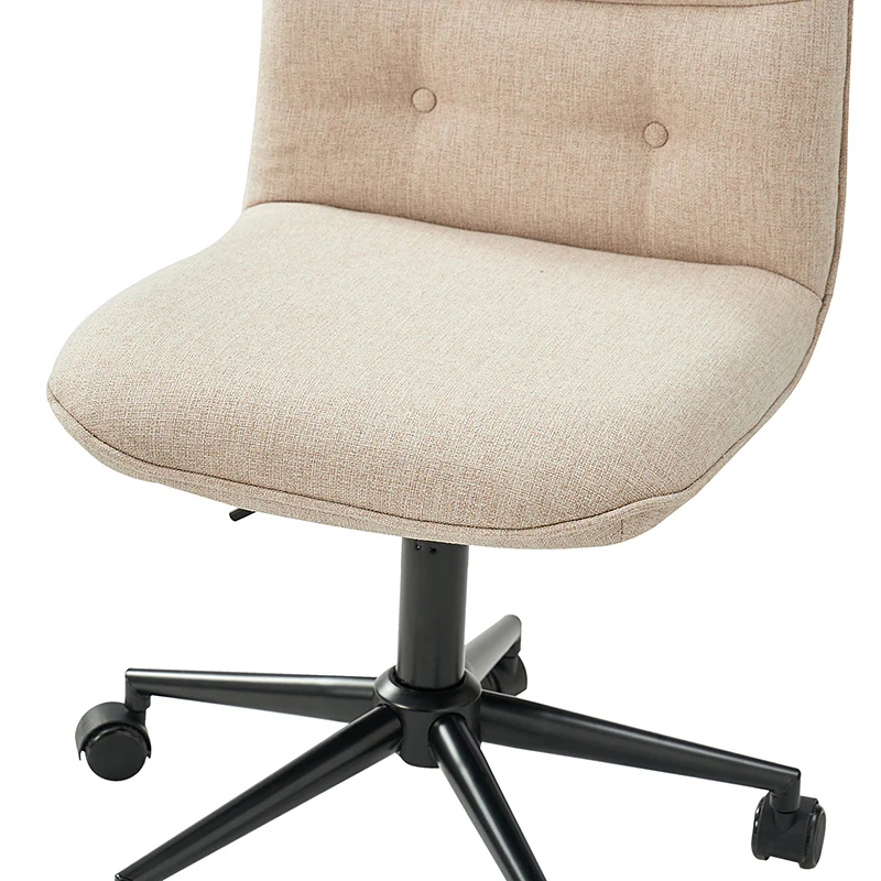 Leonhard Upholstered Swivel Task Chair: Plush Velvet Feel with Linen-Inspired Fabric, Adjustable Height, and Wheels