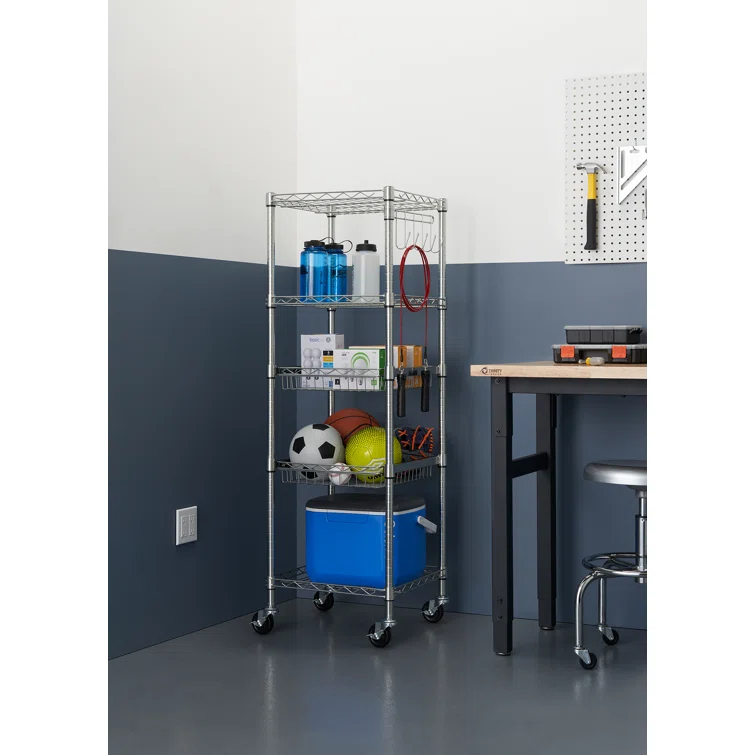 18'' W Steel Height -Adjustable Shelving Unit with Wheels