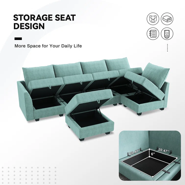 7 - Piece Upholstered Sectional