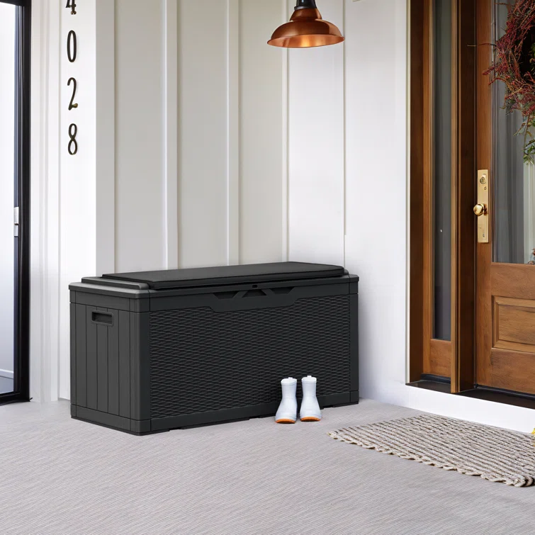 Furmax 100 Gallons Plastic Lockable Deck Box With Cushion