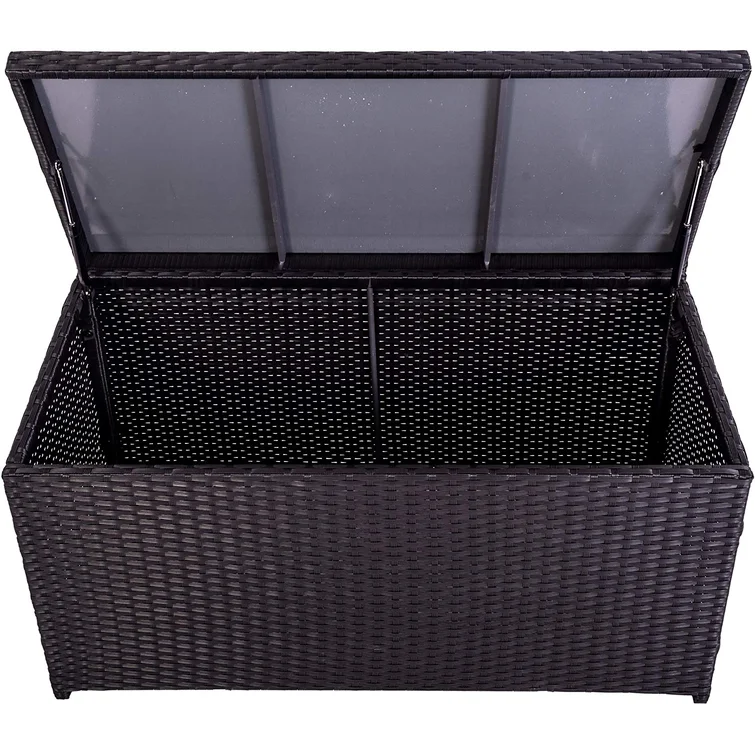 Aura Outdoor 40.16'' W 60 Gallons Wicker Deck Box in Black
