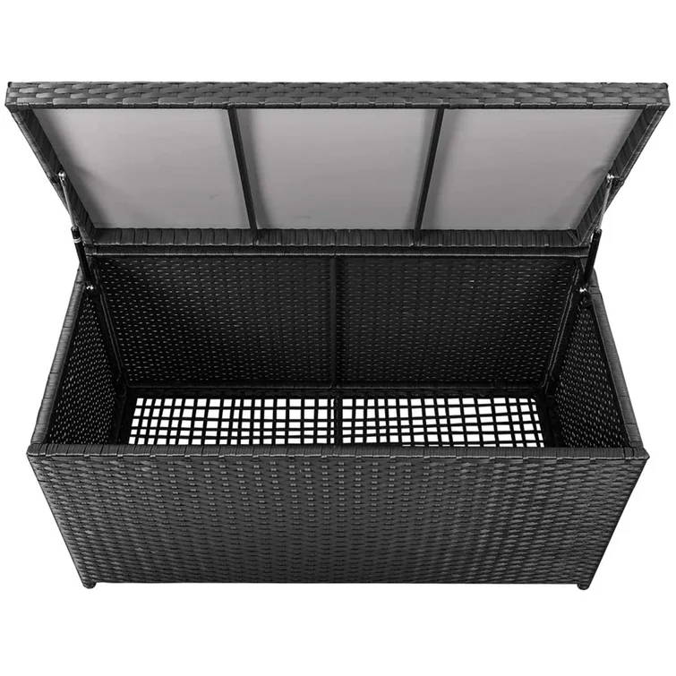 60 Gallons Gallon Wicker Deck Box in Black