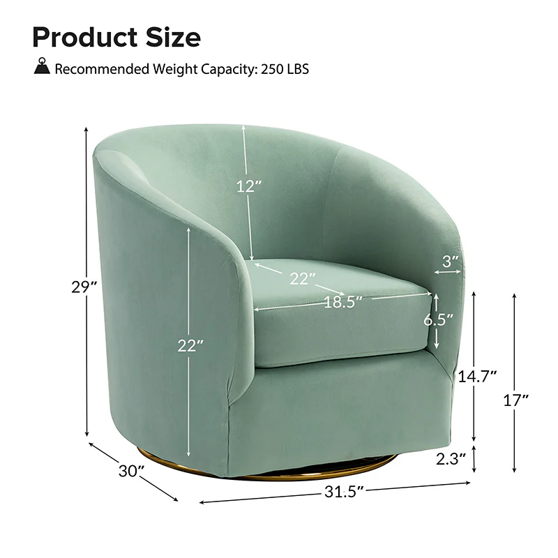 Emanuela Velvet Swivel Barrel Armchair