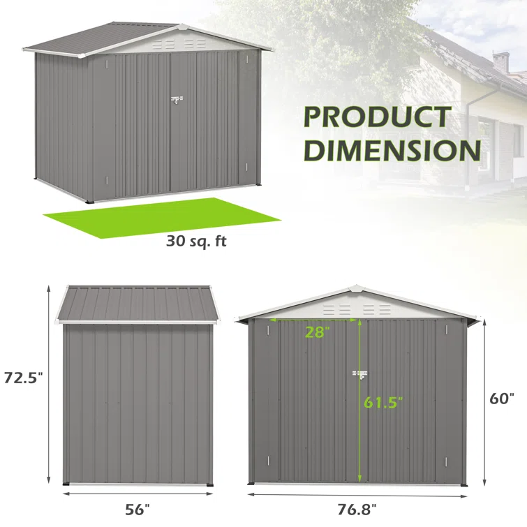 6 Ft. W X 4 Ft. D Metal Storage Shed