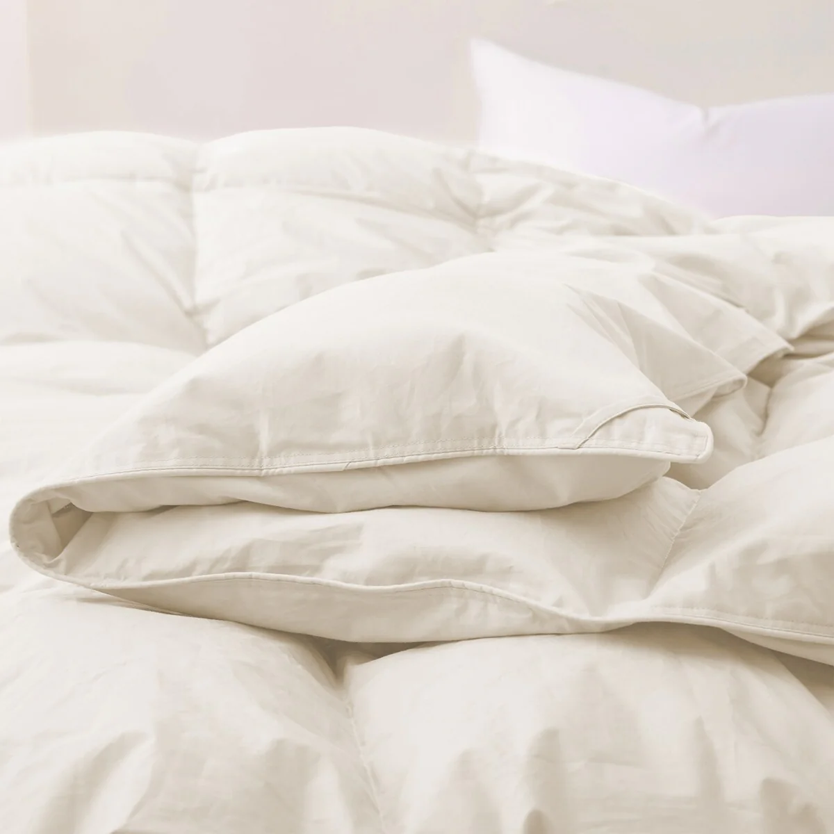 All Season Medium Warmth Organic Cotton Down Feather Comforter Duvet Insert, Off-white