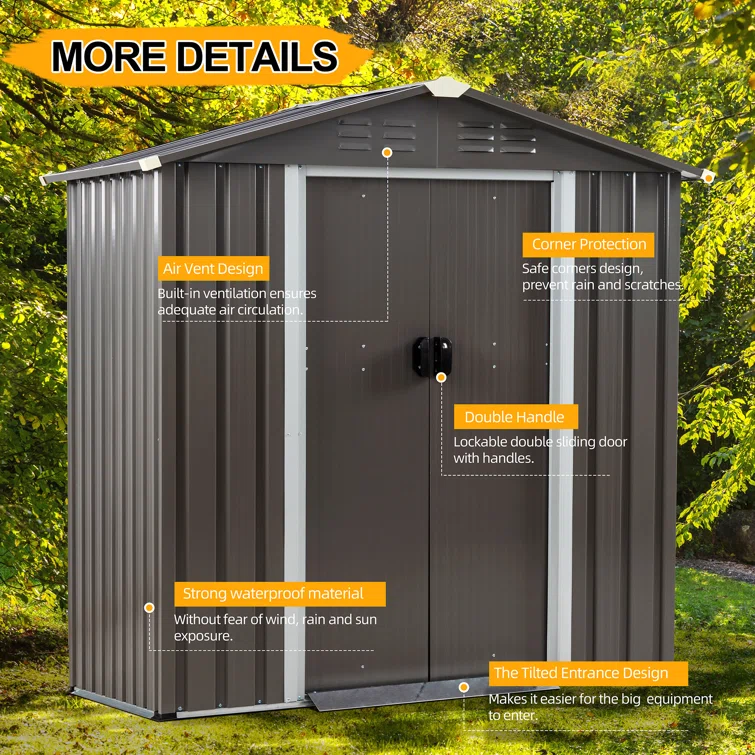 6 ft. W x 4 ft. D Metal Storage Shed